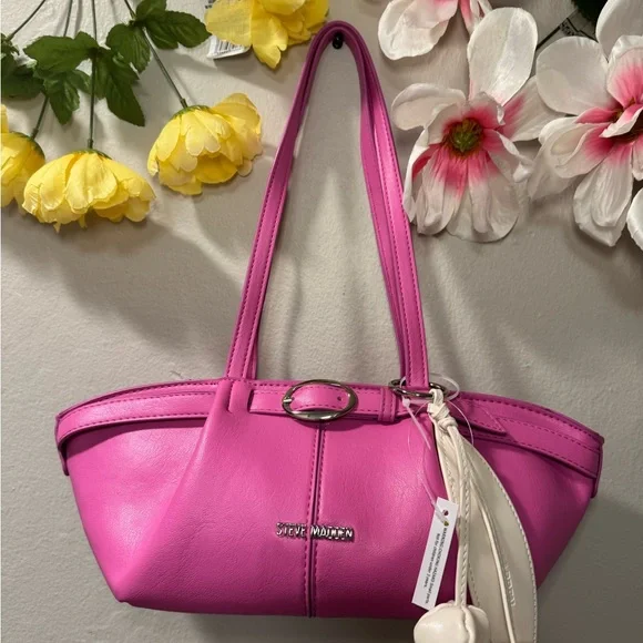 Steve Madden Hot Pink Shoulder Tote with Charm - Picture 2 of 10